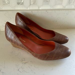 New! Cole Haan NikeAir Brown Textured Leather Wedges, Nike Air